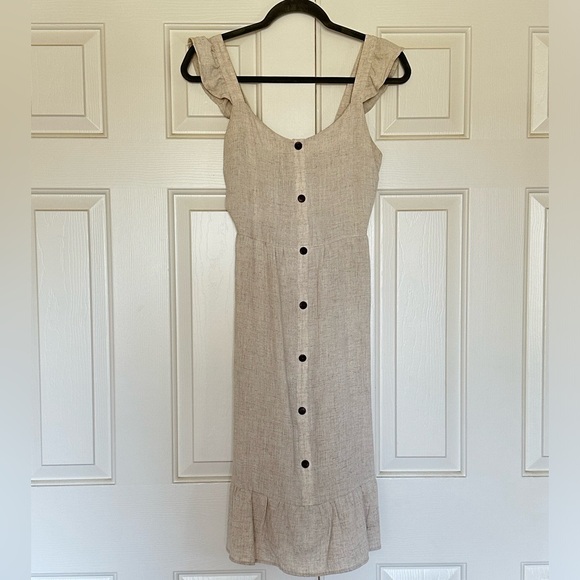 Oatmeal Linen Blend Sundress - Picture 1 of 4